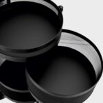 سبد سیب زمینی و پیاز از بالا توری چرخ دار