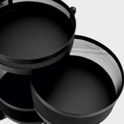 سبد سیب زمینی و پیاز از بالا توری چرخ دار